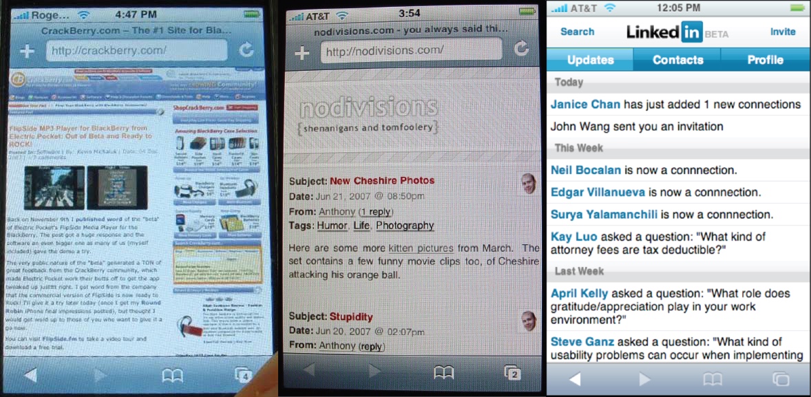 iPhone OS 1 Safari browser (2007)
